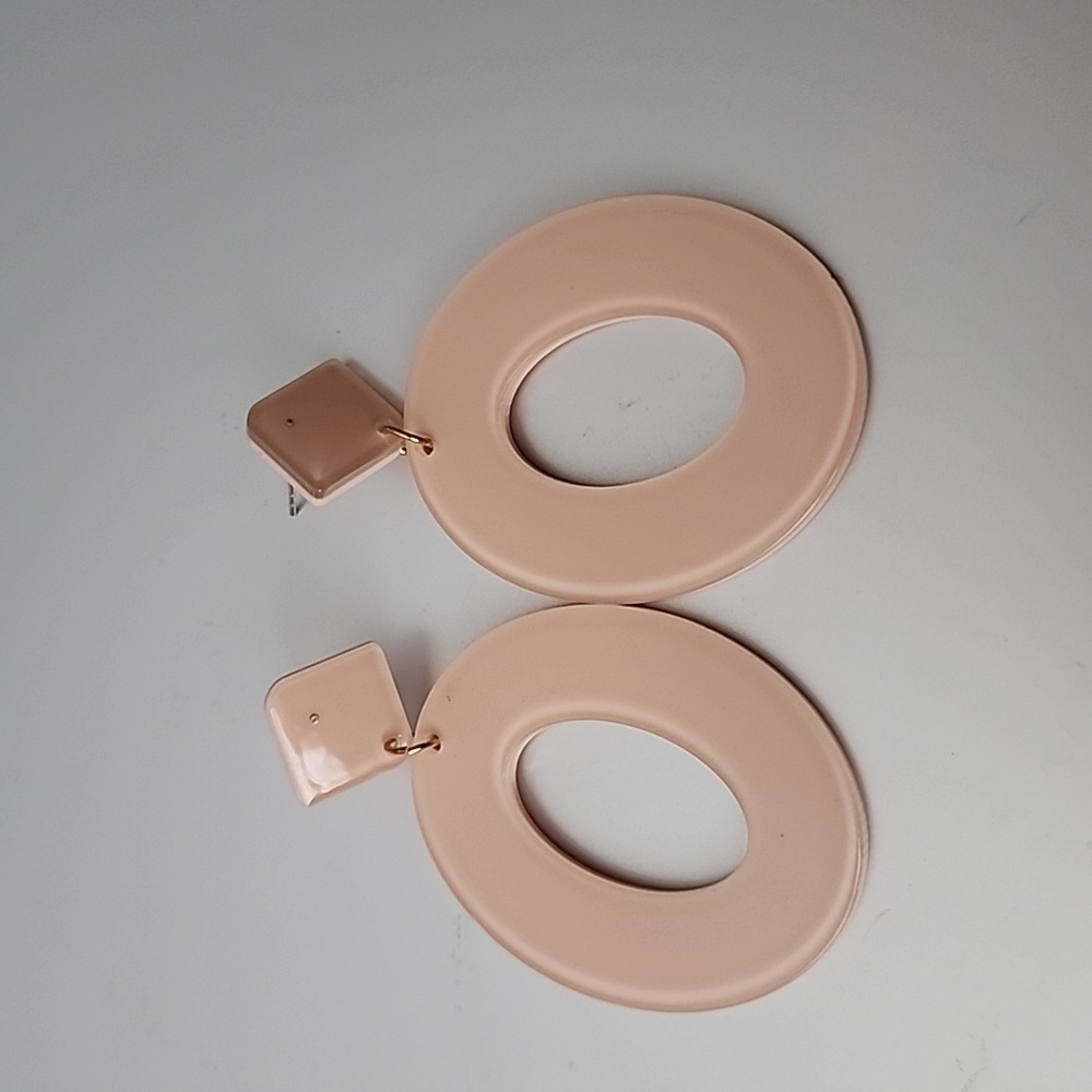 Acrylic Geometric  cut out  Earrings Stud Nude Color
